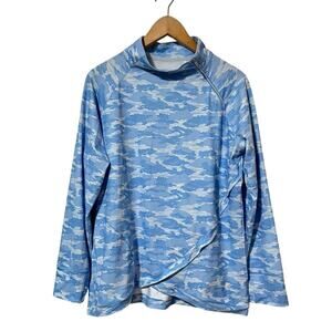 Bette & Court Golf 1/4 Zip Long Sleeve Pullover Top Size L Blue Camo UPF Women's